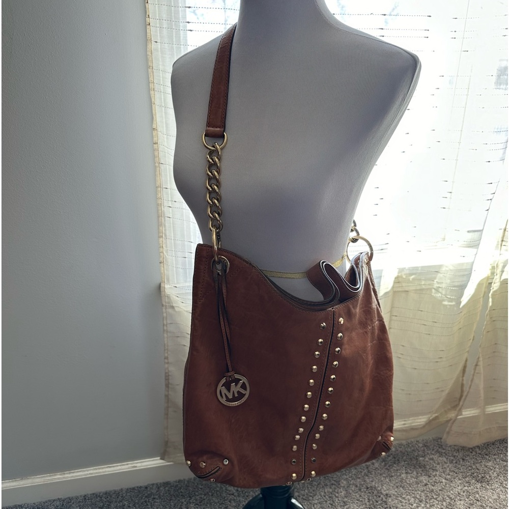 Michael Kors Uptown Astor Leather Gold Studded Purse